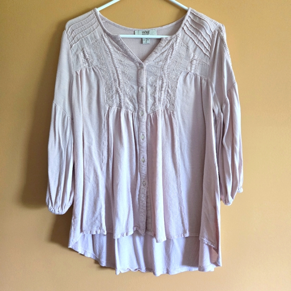 Vintage America Pink Buttoned Top PTP=20"